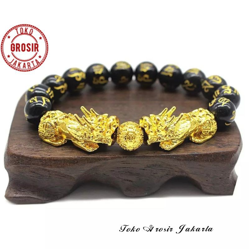 Gelang 2 Pixiu Naga Jumbo Batu Mantra Budha