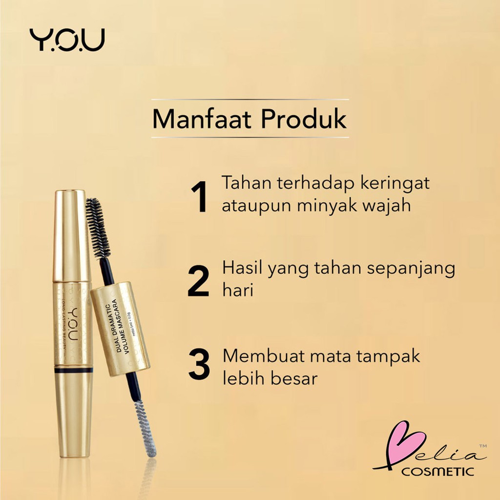 ❤ BELIA ❤ YOU The Gold One Dual Dramatic Volume Mascara 5mL + 0.5g | Y.O.U Makeups (✔️BPOM)