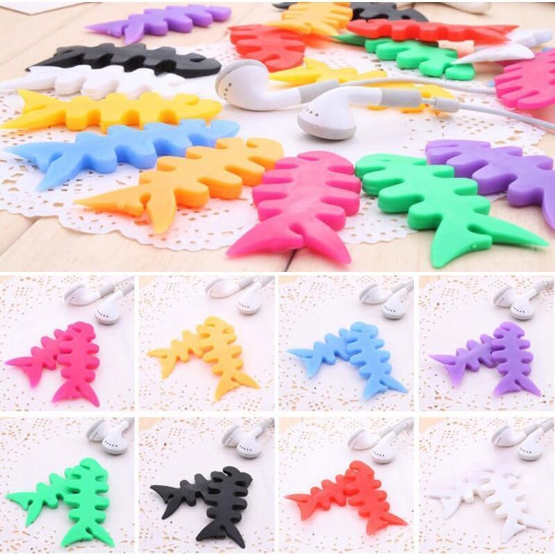 10pcs fishbone Winder Organizer Earphone Kabel cable Cord Holder Earphone cable Organizer portable fishbone Earphone Kabel winderfor Telepon Tablet Komputer Mouse Earphone Winder