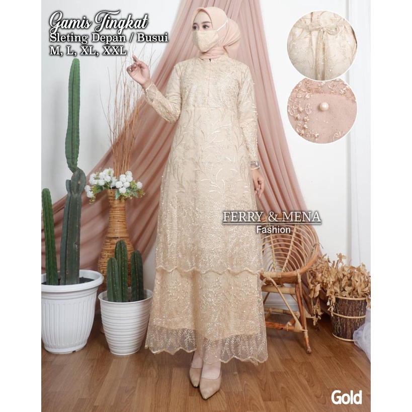 Kebaya Modern Gamis Tulle Tingkat Lavender Dan Warna Lain