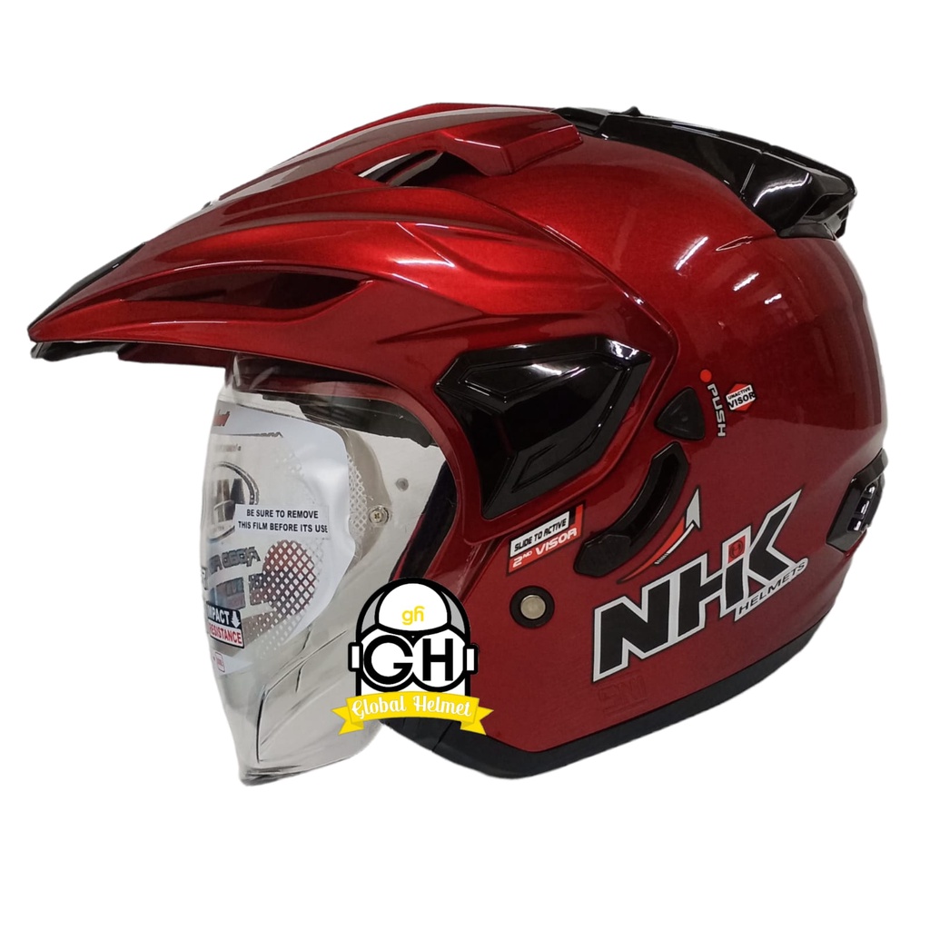 HELM HALF FACE NHK PREDATOR CRYPTON SOLID ROYAL RED DOUBLE VISOR