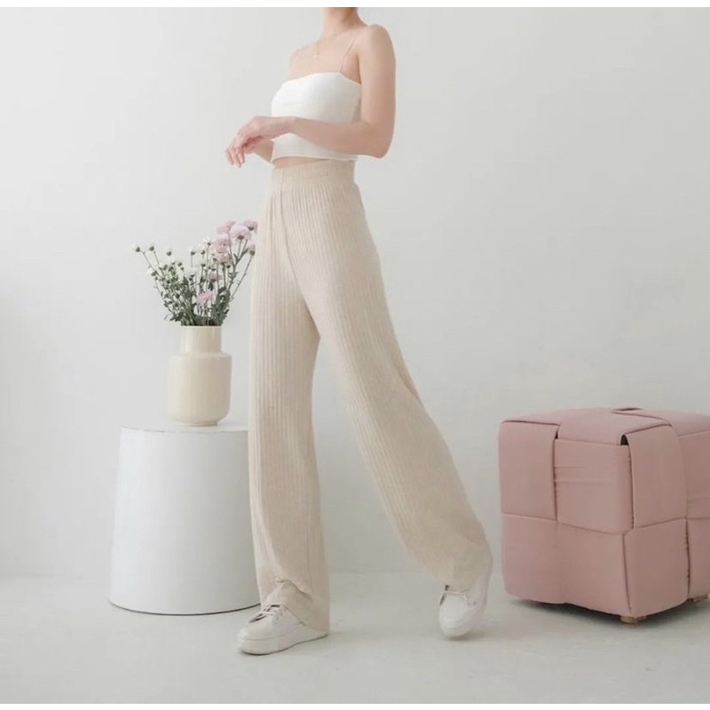 Knit Basic Pants | Celana Kulot Premium | Korean Knit Pants