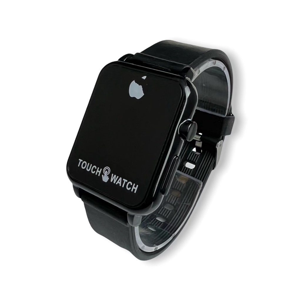 COD✅ Jam Tangan Digital Wanita Pria Watch LED Rubber Elektronik Touch Screen Harga Murah    S1201-S1201-Full Hitam