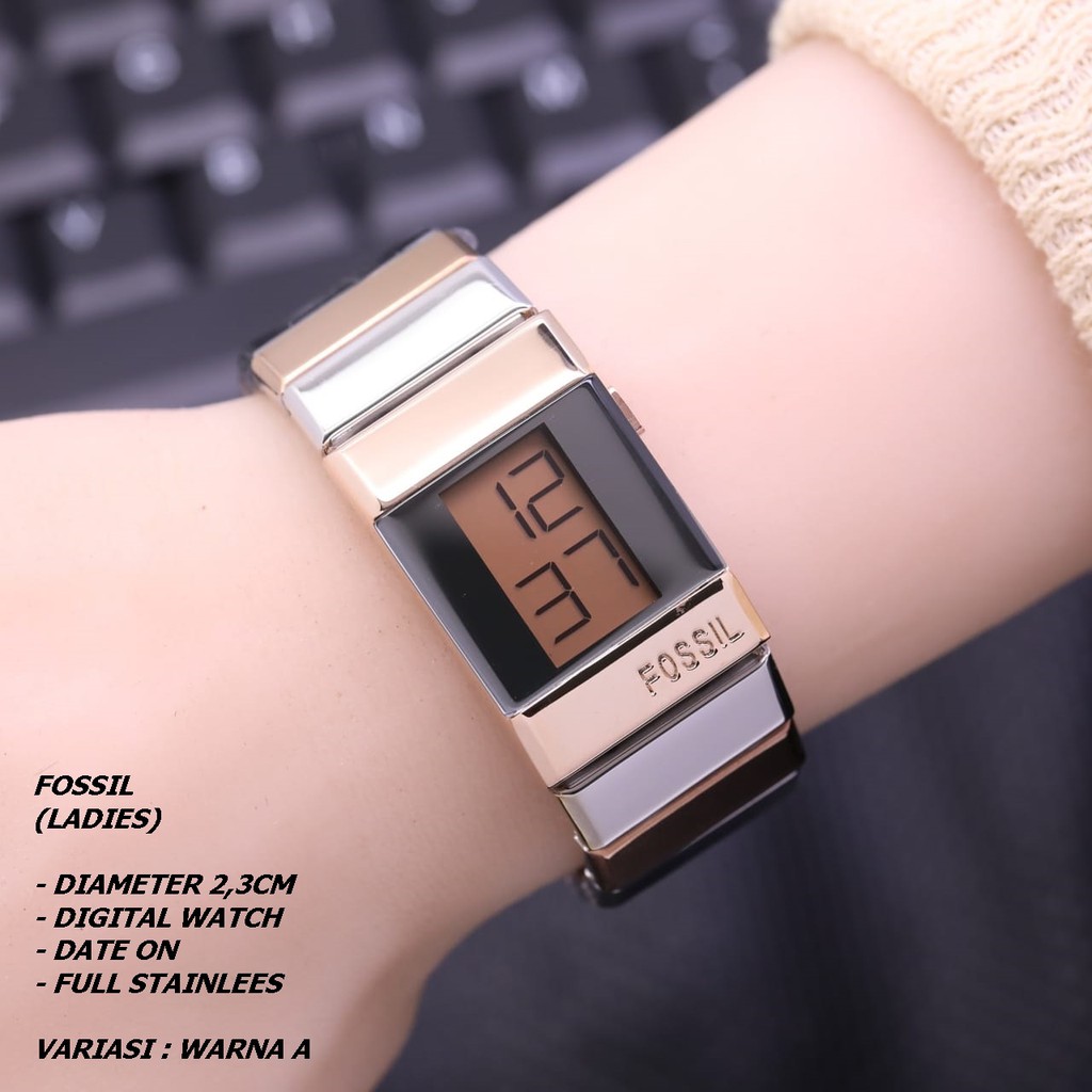 JAM TANGAN UNISEX FASHION RANTAI BODY SEGI TANGGAL AKTIF