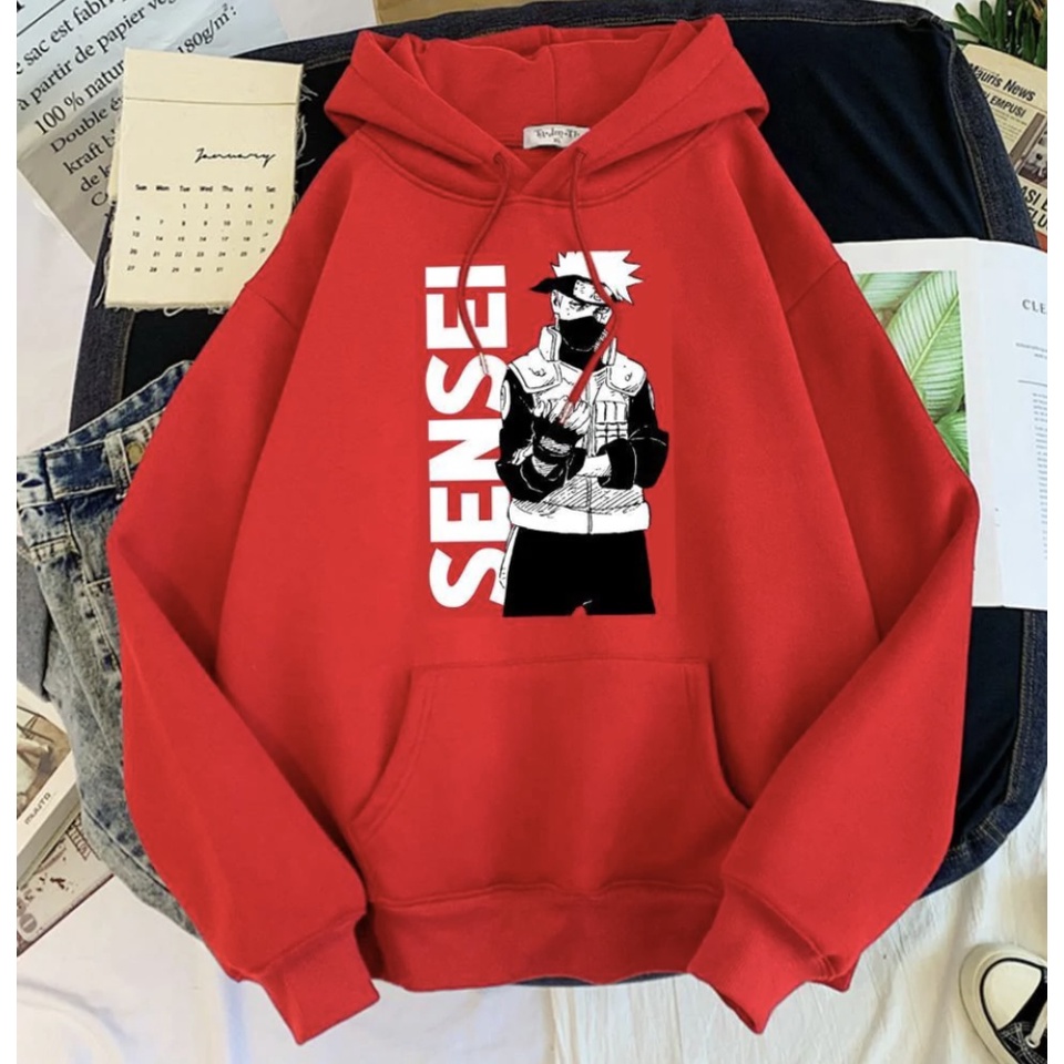 SENSEI KAKASI ANIME Jumper Hoodie II Sweater Hoodie Anime II Sweter Oblong Topi Sz M - XL ( Pria &amp; Wanita / Anak &amp; Dewasa )