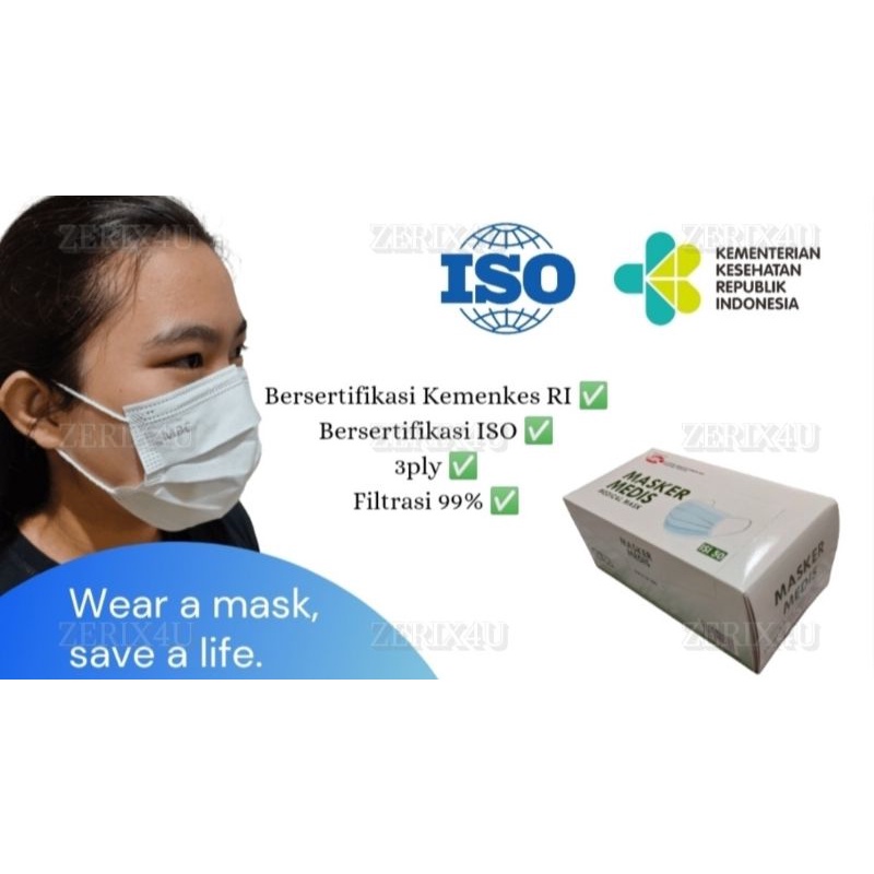 Masker Medis MBC 3ply 1box isi 50pcs