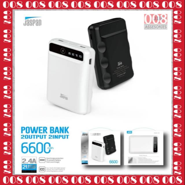 Power Bank Original Jaspan Powerbank 6600mAh Real Capasity Bisa Cas Kabel Micro USB Dan Type C