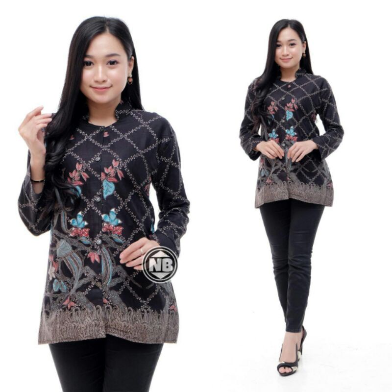 tey-17 Batik wanita ASJ SA HRB026 Kenongo Kemeja Tosca Pendek-Jaring