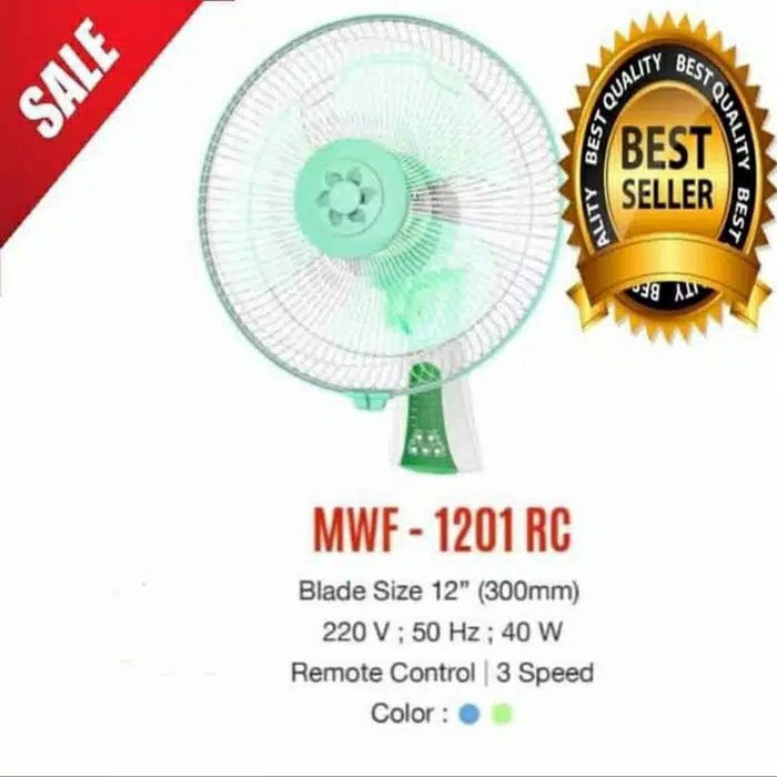 Kipas Angin Dinding Wall Fan Remote 12 inch MWF 1201 RC - 1201RC 12&quot; Maspion