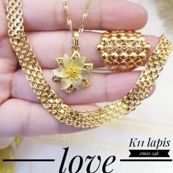 Xuping set perhiasan wanita lapis emas 24k J82