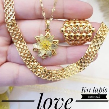 Xuping set perhiasan wanita lapis emas 24k J82