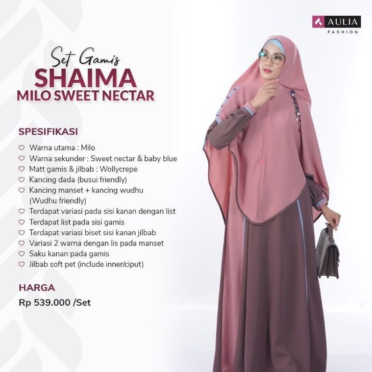 𝗟𝗶𝗺𝗶𝘁𝗲𝗱 Set Gamis SHAIMA MILO SWEET NECTAR by Aulia Fashion