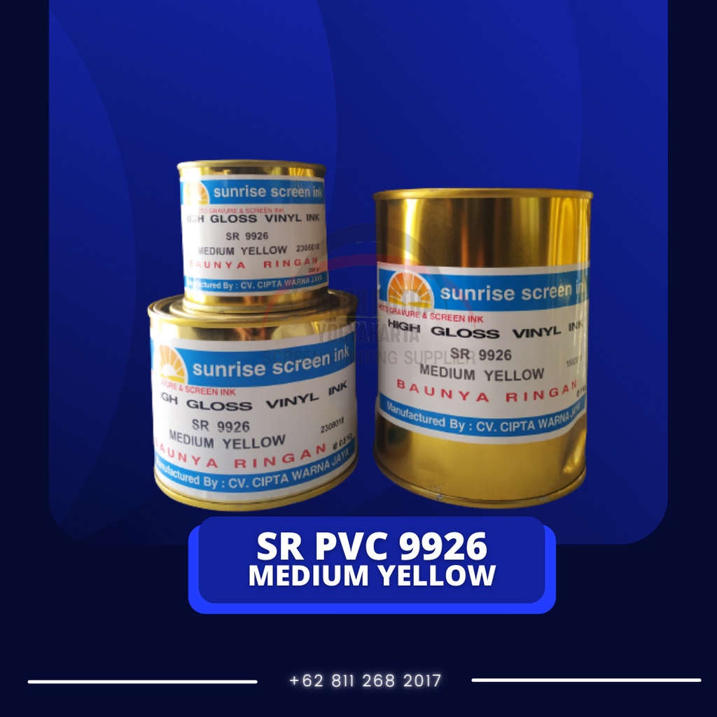 

SUNRISE SR PVC 9926 MEDIUM YELLOW 1KG - TINTA SABLON KERTAS