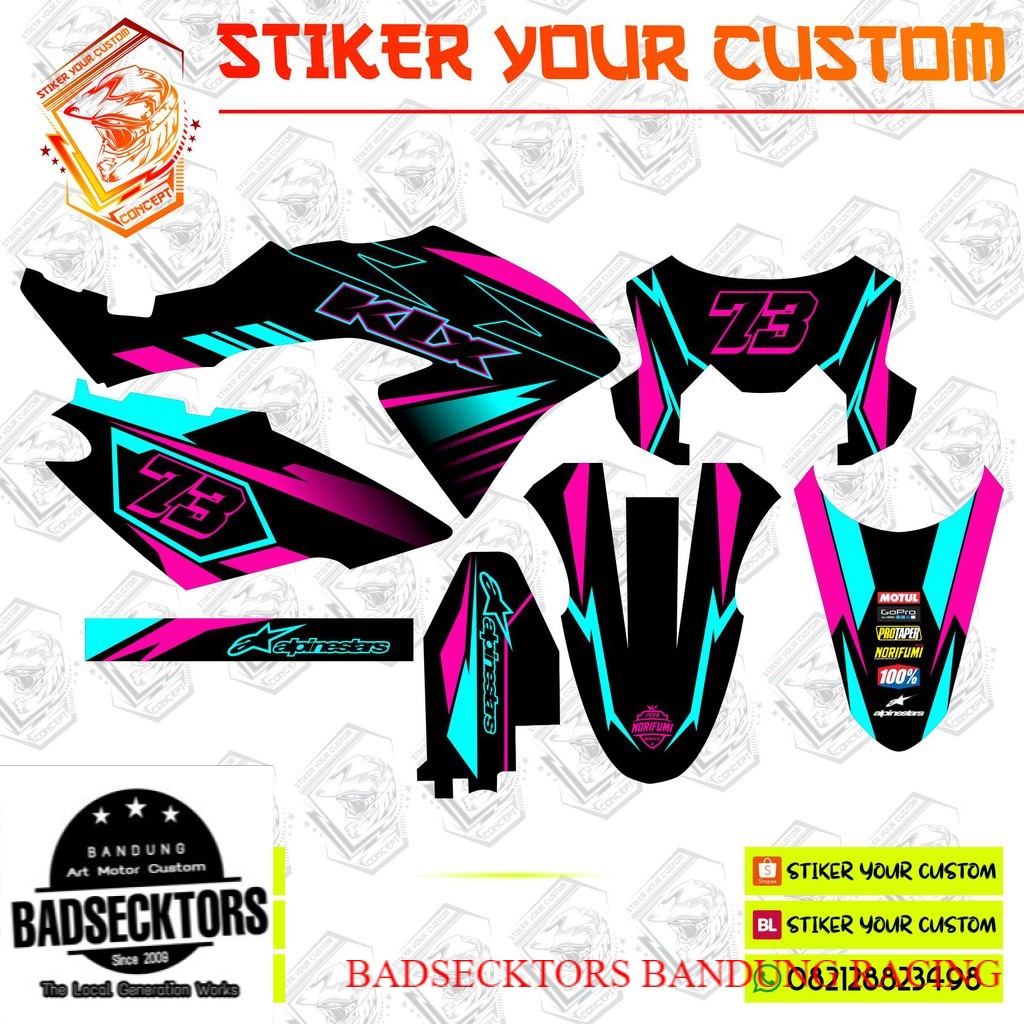 Decal Sticker KLX 150 BF - BIRU PINK keren