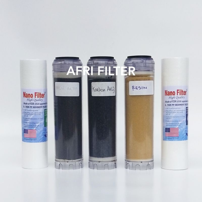 Paket Filter Air 5 Tahap Zat Berbesi&amp;Kapur (Clear 10&quot; drat 3/4&quot; SPCRS)