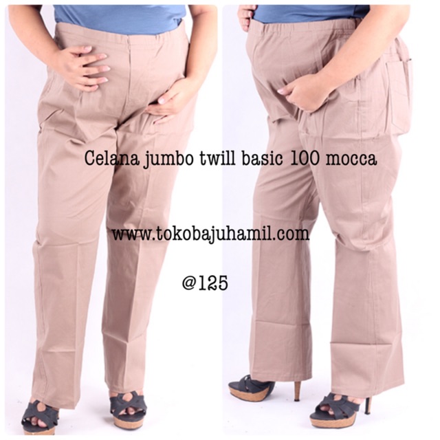 Celana hamil jumbo twil 100 mocca