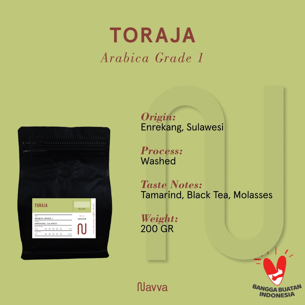 

Biji Kopi / Coffee Beans Premium 100% Arabica Toraja Enrekang 200 Gram