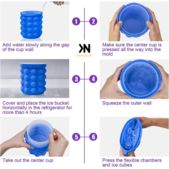 Cetakan Es Batu Silicone 3D + Penutup Mold Ice Cube Maker Genie Bucket