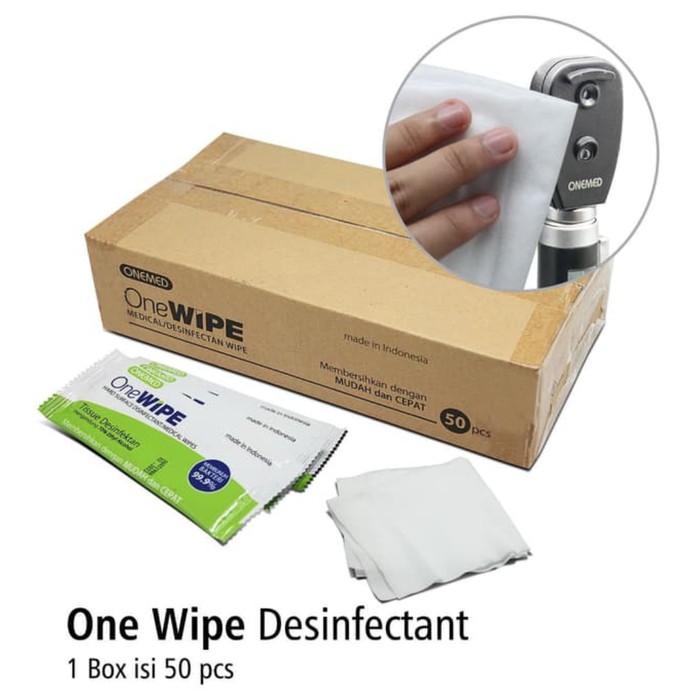 Onemed Onewipe / Aseptic wipe tisu Basah Tissue Desinfektan 1 Box Isi 50 Sachet