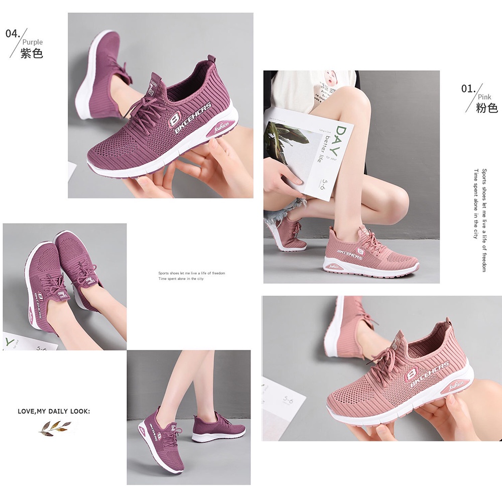 Sepatu wanita sneakers 2022 Sepatu olahraga rajutan terbang sports shoes Bahan Full Karet Anti Licin