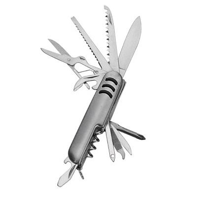 KNIFEZER Pisau Swiss Army Pocket Knife EDC Multifungsi 11 in 1 Stainless Steel - A3011 gray