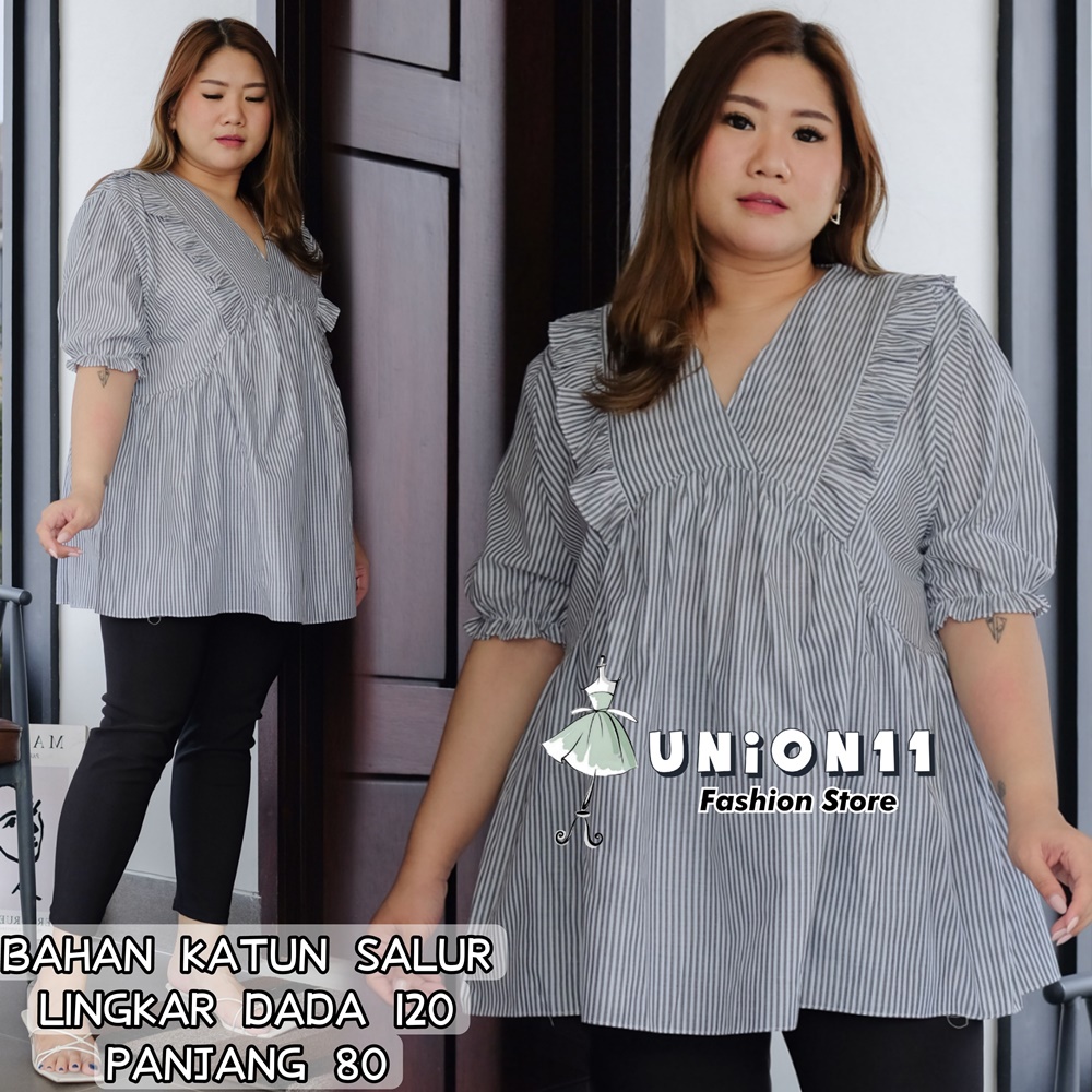 UNION11 - ATASAN JUMBO WANITA LD 120 / BLOUSE WANITA JUMBO / ATASAN JUMBO XXXL WANITA / BAJU JUMBO WANITA VANES ANGEL-S-19 BLACK