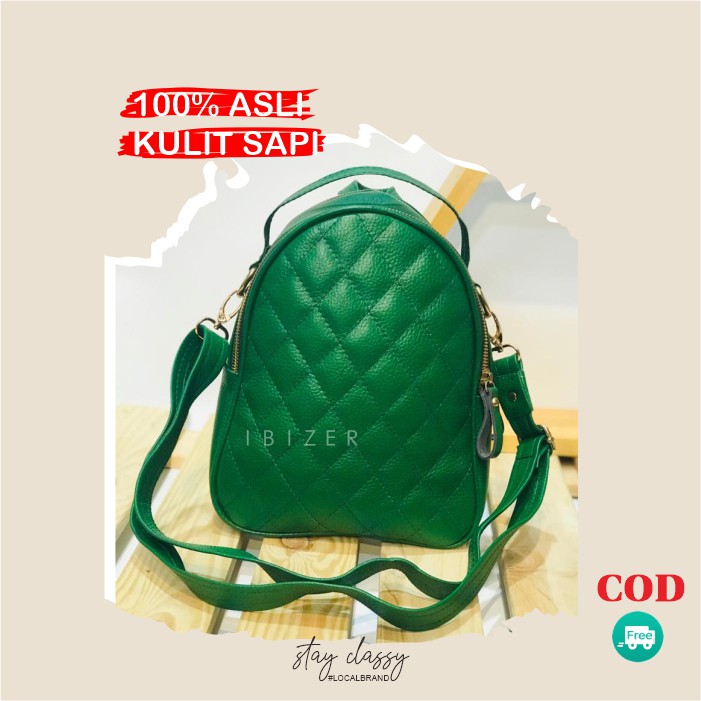 Tas Ransel Wanita Backpack Multifungsi Tas Selempang Cewek  KULIT ASLI  Tas Slempang wanita HC88