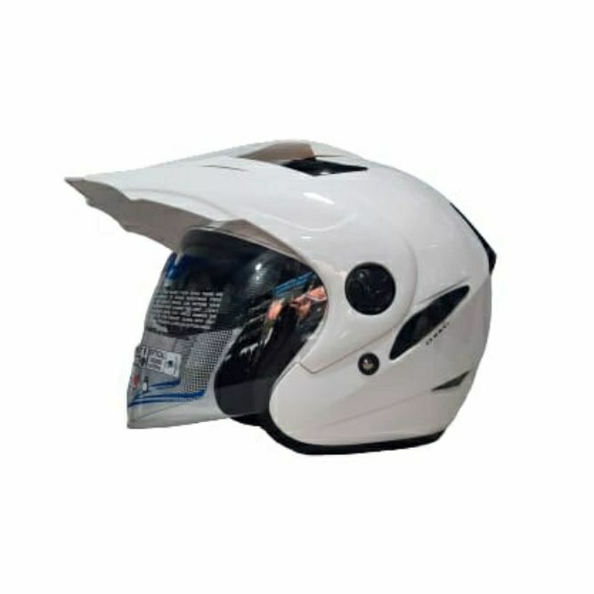 Helm Mds CV PRO Solid Putih Semi Cross Double Visor Original SNI