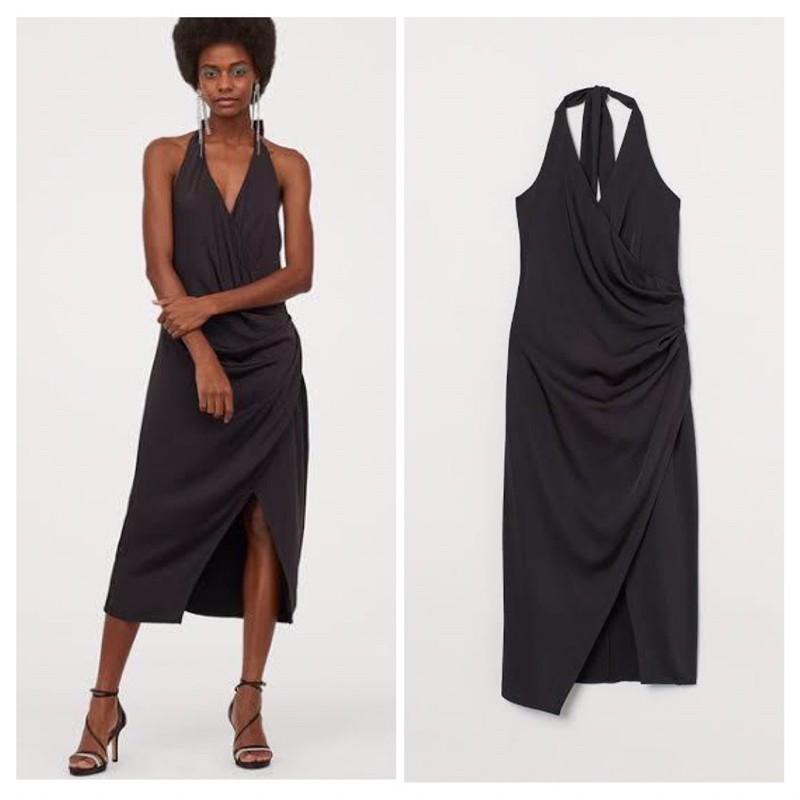 HM Dress Midi Bahan Satin Mewah Cocktail Dress/ Beach Wedding Party Dress/Gaun Pesta/ Wedding Dress