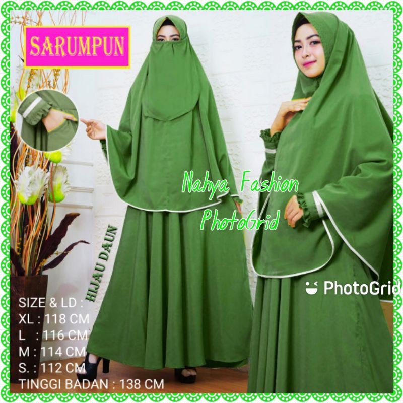 Gamis Syar'i Set Cadar Wolfis Hijau Daun
