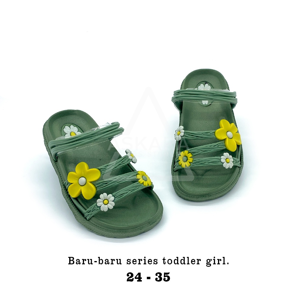 Askara Sandal Anak perempuan bandua tali belakang motif salur bunga