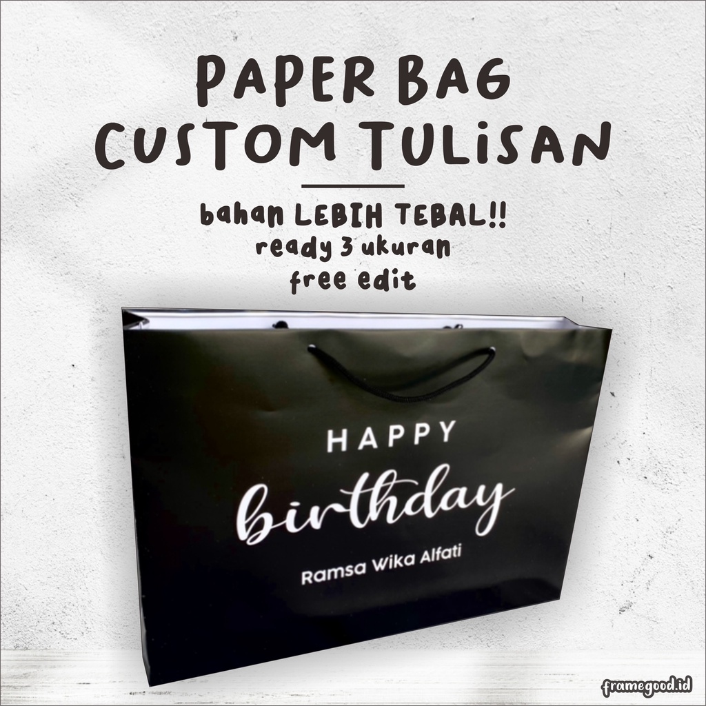 

PAPERBAG CUSTOM TULISAN / kertas tebal / totebag tote bag paper bag muka wajah teman free edit kpop cetak desain tas kado besar kecil