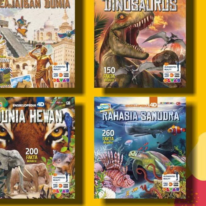 ☝ BUKU ENSIKLOPEDIA ANAK 4D WOW KEAJAIBAN DUNIA DINOSAURUS DUNIA HEWAN RAHASIA SAMUDRA ۝