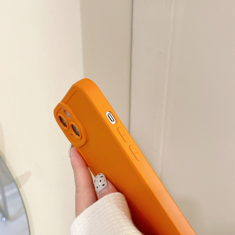 Korean Style！Pure Orange Color Soft Silicon Case iP iPhone 7 8 + Plus X XR SE 2020 XS Max 11 12 13 Pro Max Camera Protector