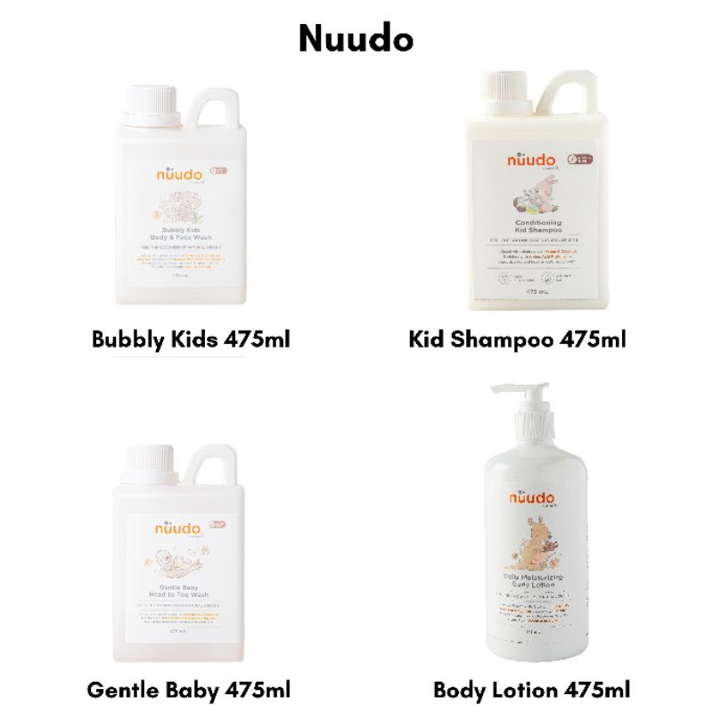 Nuudo Body Lotion / Kid Shampoo / Gentle Baby Head to Toe Wash / Bubbly Kids Body to Face Wash 475ml