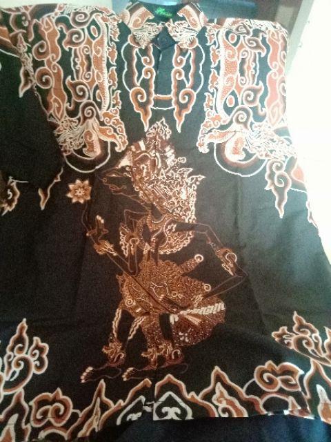 Batik Pria Kresna Wayang Size M - Xxl Batik Solo Katun Sragenan Full Furing