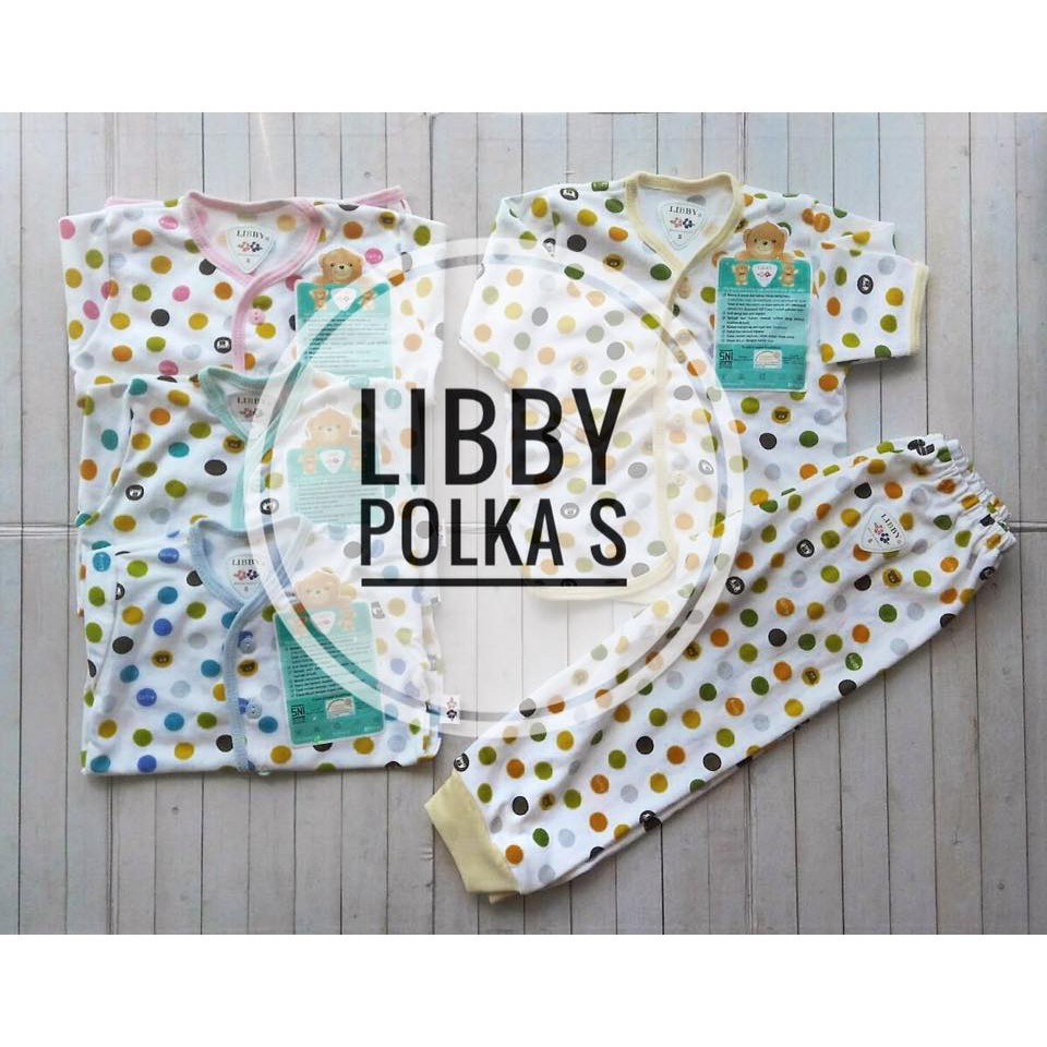 Libby baju / oblong / celana / stelan / piyama bayi dan anak POLKA BESAR Libby S