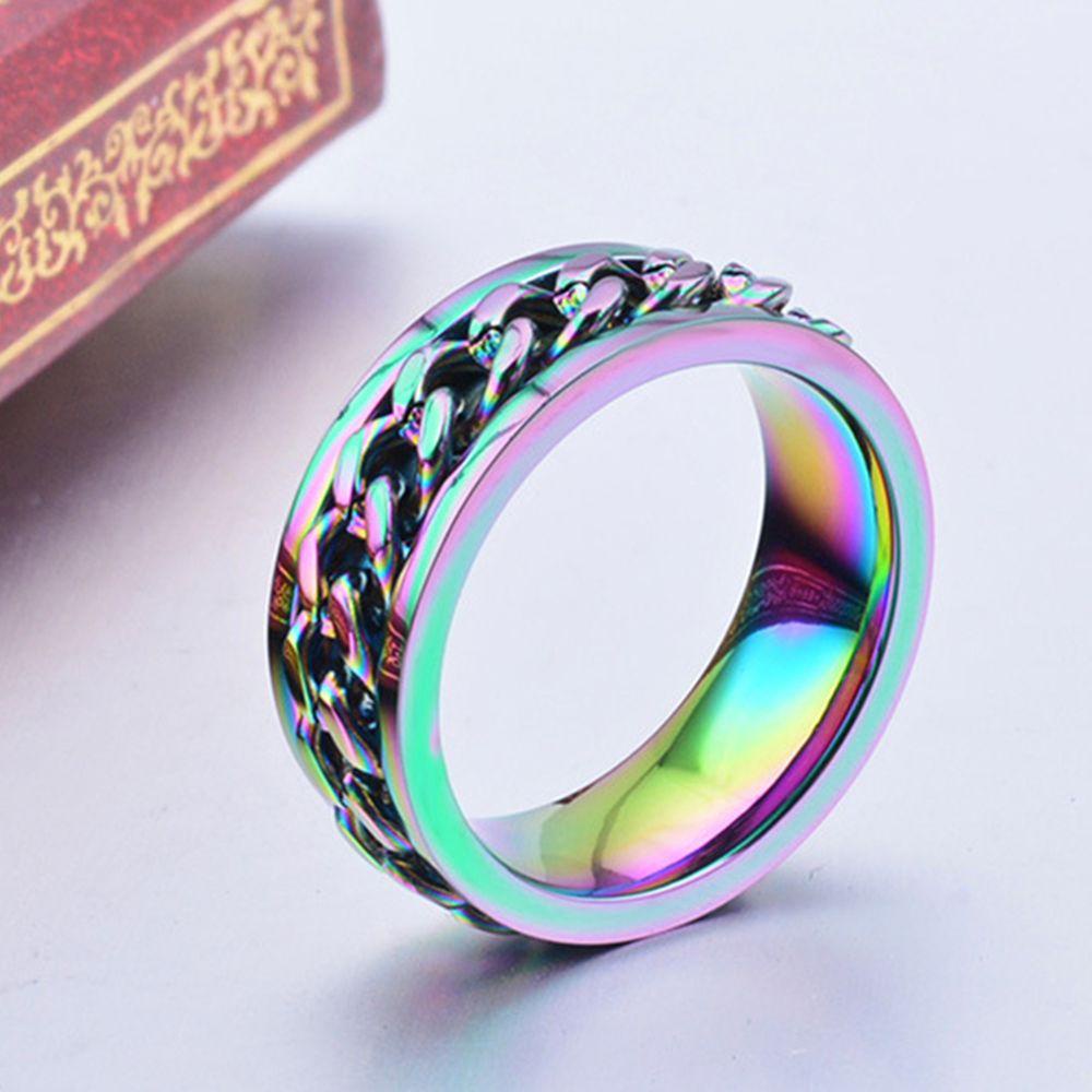 Lily Cincin Rantai Yang Dapat Diputar Hot Perhiasan Fashion Anti Karat Pria Wanita Unisex Titanium Steel