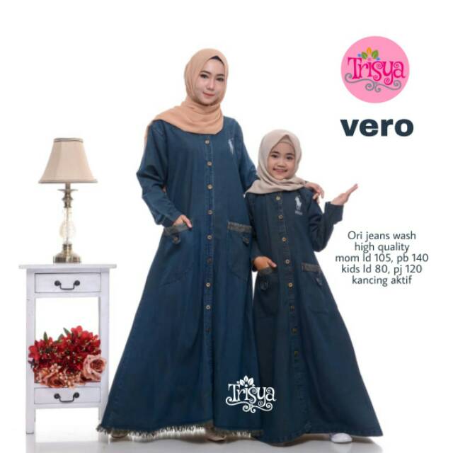 Gamis couple ibu dan anak Vero bahan jeans