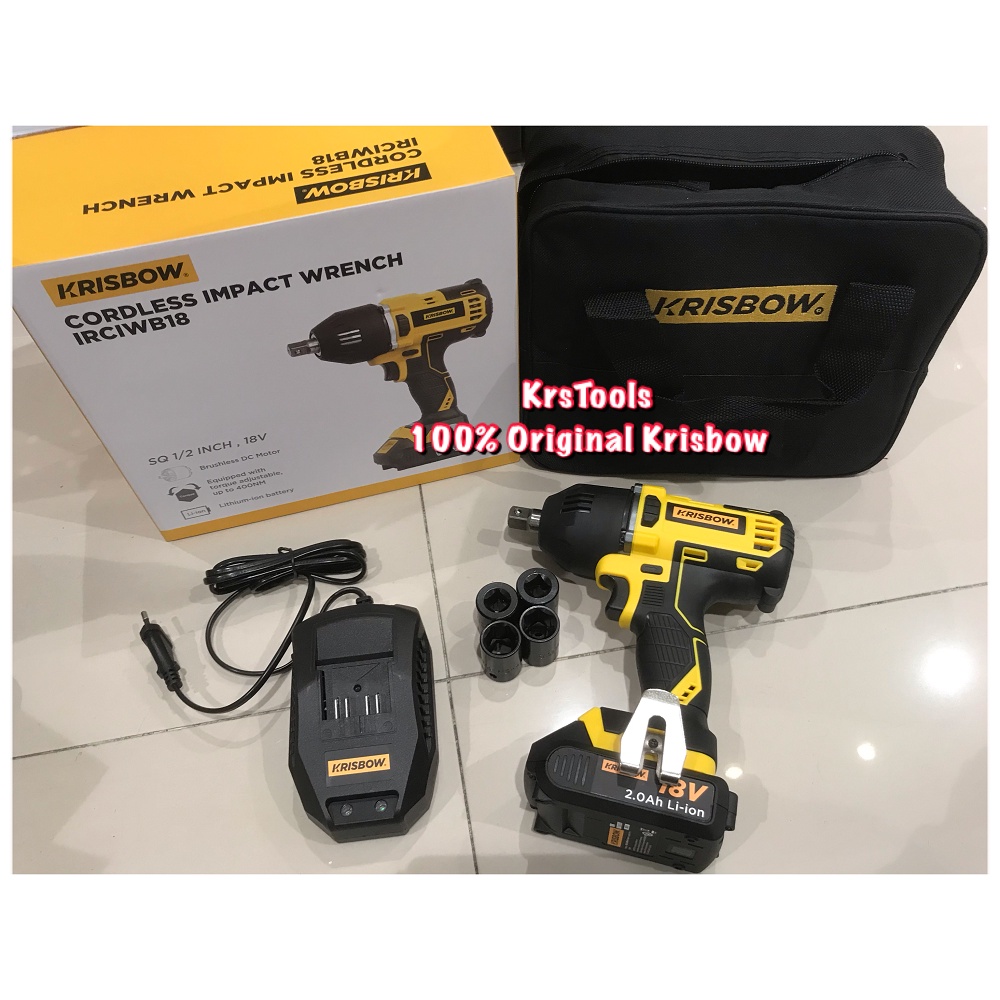 Jual Krisbow Mesin Impact Wrench Cordless Sq 1/2inc 18v 400NM Shopee