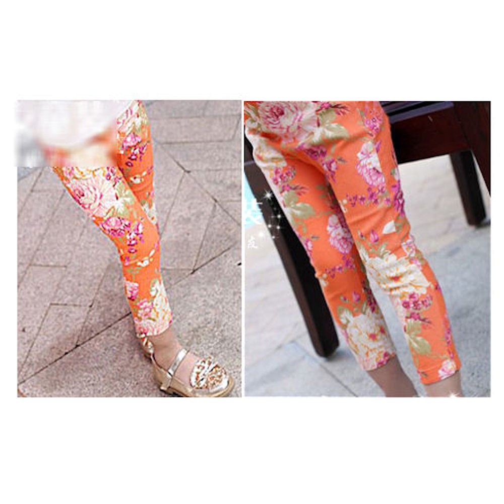 [JOYLEEN BEBE] Denim Stretch Floral Green Celana Legging Anak Bunga Legging Anak Import Murah