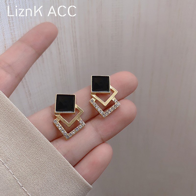 Black Style 925 Silver Gold Plated Earrings Ear Studs for Lady Girls