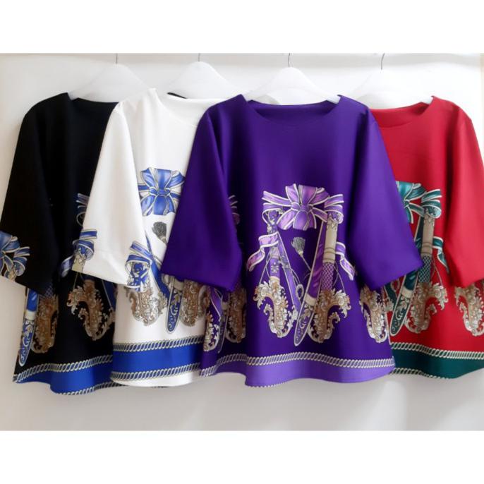 Baju Atasan Wanita Jumbo Blouse Scuba Jumbo Big Size - Merah Non Cod