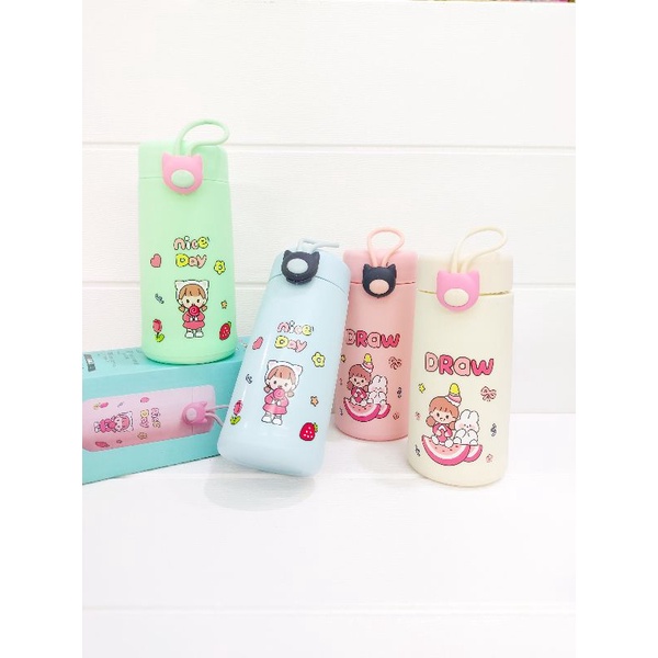 BOTOL KACA LUCU NICE DAY 300ML / BOTOL MINUM KACA LUCU