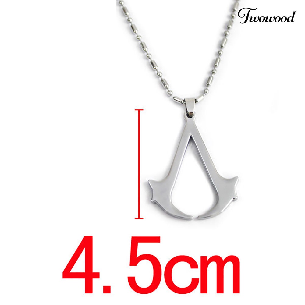 Kalung Rantai Liontin Logo Game Assassin 's Creed Altair Bahan Baja Untuk Pria