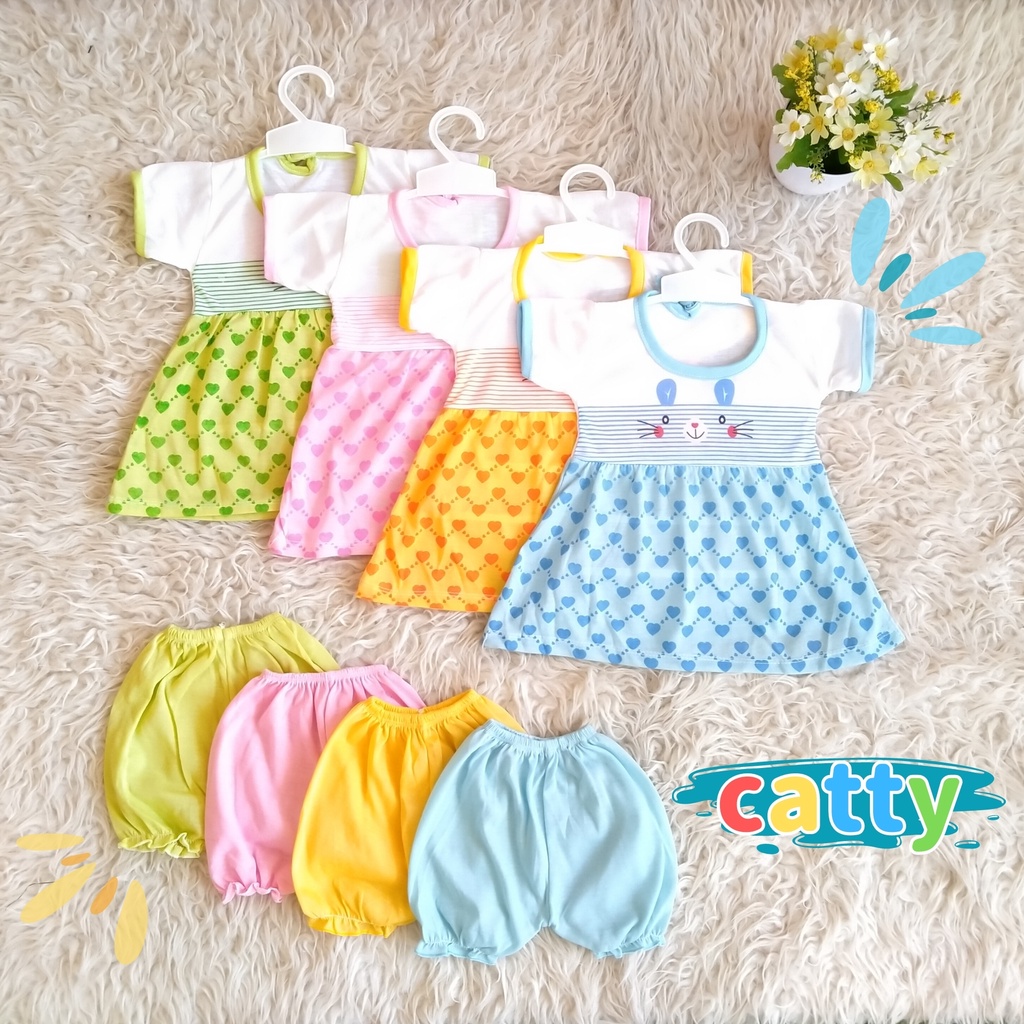 Setelan Ruffle bayi perempuan motif caty Set baju anak cewek Setelan Anak Unisex / Set Baju Pendek / Kaos Anak Motif Karakter