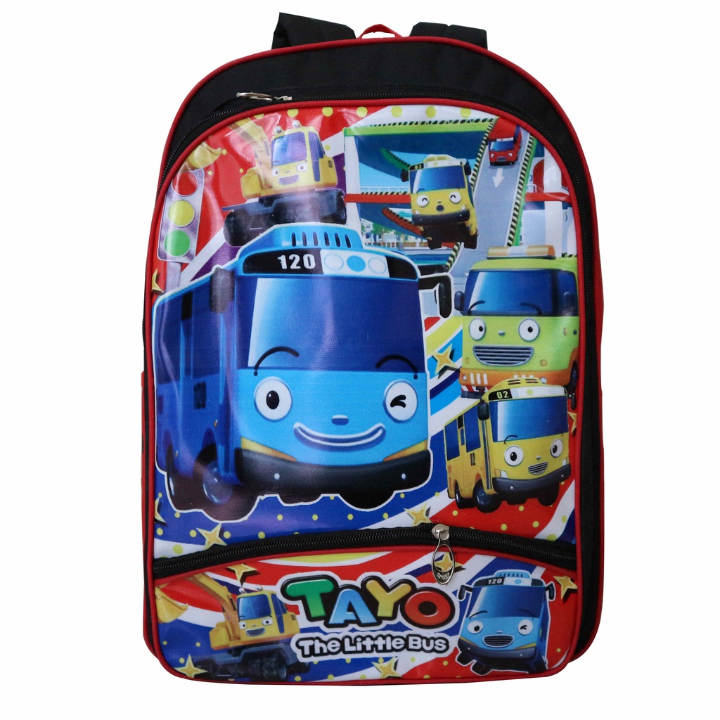 ✔OCEAN Tas Gendong Anak Gambar Mobil Little Bus Warna Merah Paud / TK / SD Backpack Kid Trending Luc