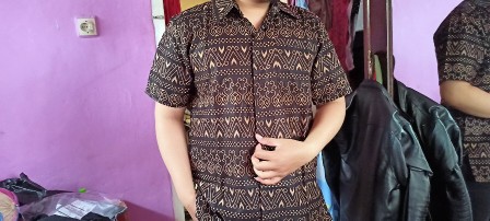 Size M L Xl Xxl Bswart Batik Hrb026 Kenongo Hem Batik Monochrome Semut Coklat Kemeja Batik Pria