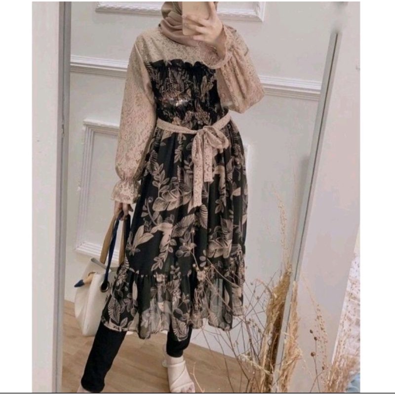 PROMO ONE SET FINA  / ONE SET  STANDART JUMBO / ONE SET - RAYON - ZAZA  / LD 100/105/110/115/120 CM  DAILY  TUNIK WANITA SET MOSCREPRE PREMIUM-VELA HITAM SET XXL