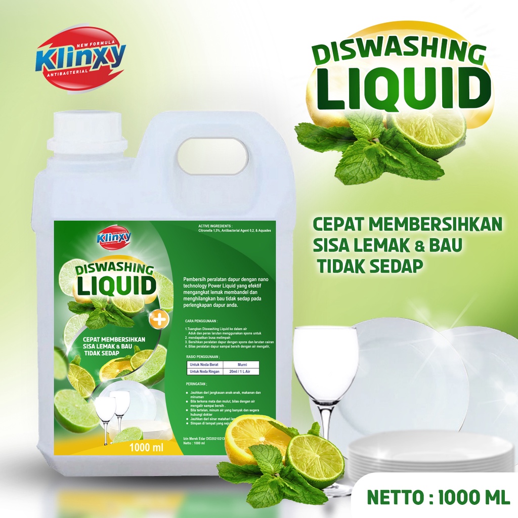 KLINXY Sabun Cuci Piring Diswashing Pencuci Piring Lime 1 Liter